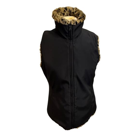 Kristen Blake Reversible Vest Size S Faux Fur Leopard Mob Wife Y2K Glam - Picture 5 of 13